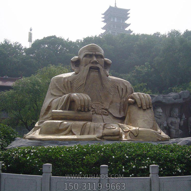 廣場(chǎng)景區(qū)大型銅雕老子，戶外仿銅古代人物雕塑