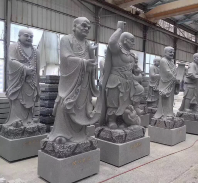 十八羅漢系列佛像，花崗巖18羅漢像