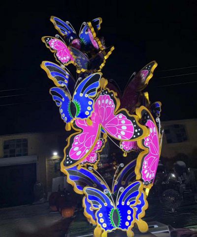 操場玻璃鋼彩繪蝴蝶雕塑
