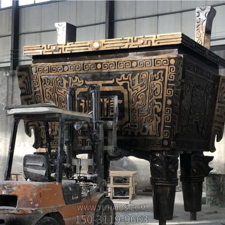 大型玻璃鋼仿銅戶外廣場(chǎng)誠信鼎雕塑