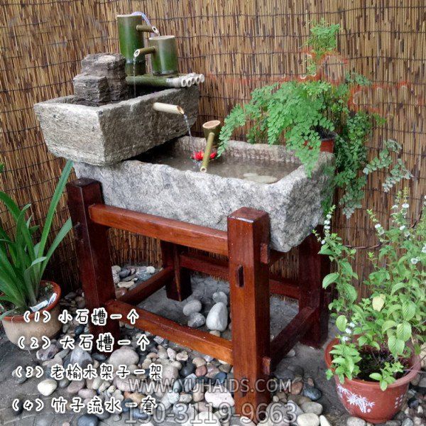 園林景觀大理石石雕柱子流水?dāng)[件雕塑