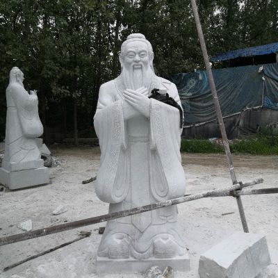 孔子石雕像，漢白玉大理石石雕孔圣人