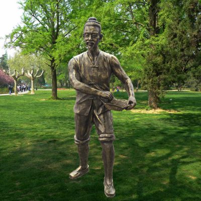 播種，玻璃鋼仿銅勞動(dòng)人物銅雕