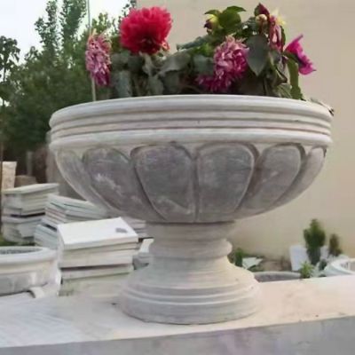 別墅小區(qū)戶(hù)外街道大理石石雕花缽