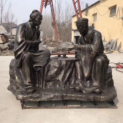 玻璃鋼仿銅人物公園景觀情景小品