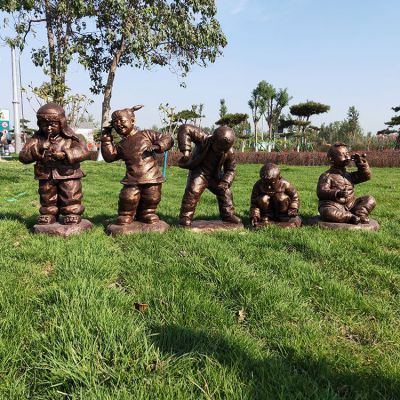 鑄銅小孩子，童趣系列小孩銅雕