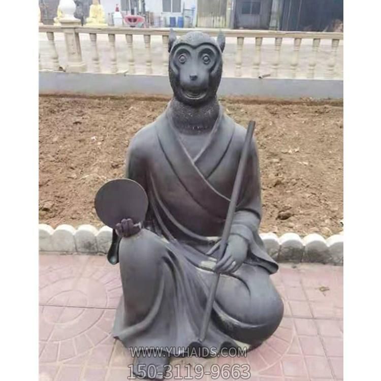 十二生肖戶(hù)外公園不銹鋼仿銅人身獸面猴雕塑