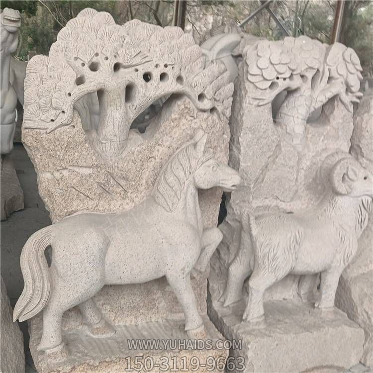 大理石砂石石雕生肖馬雕塑