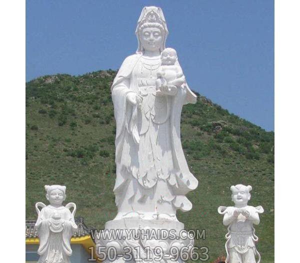 漢白玉送子觀音善財(cái)童子龍女戶(hù)外景觀觀音雕塑
