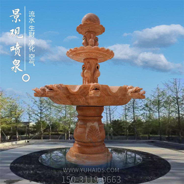 小區(qū)別墅擺放歐式風水球流水石雕噴泉雕塑