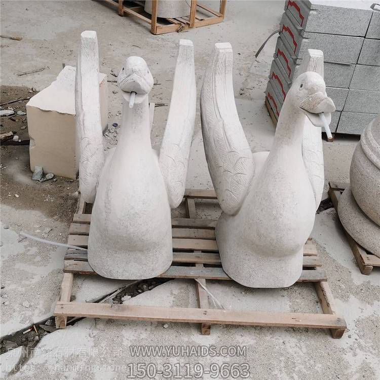 大理石石雕戶(hù)外園林流水?dāng)[件天鵝景觀雕塑