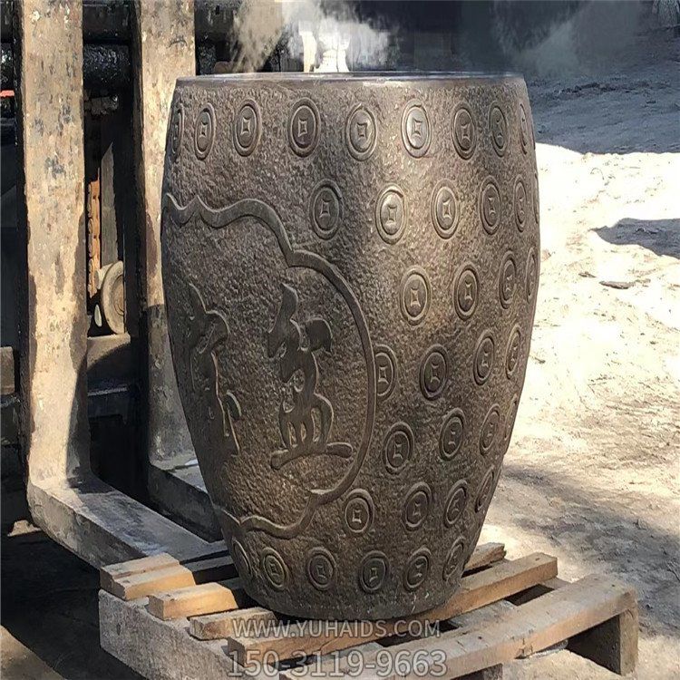 聚寶盆，仿古石雕，招財擺件雕塑