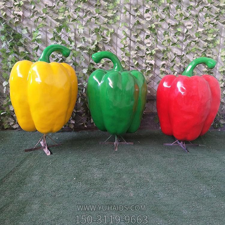 玻璃鋼仿真青椒，大辣椒植物雕塑擺件