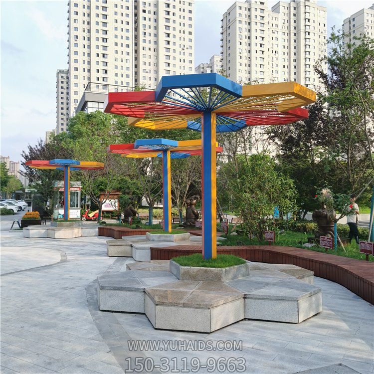 鐵藝亭子，廣場休息亭雕塑