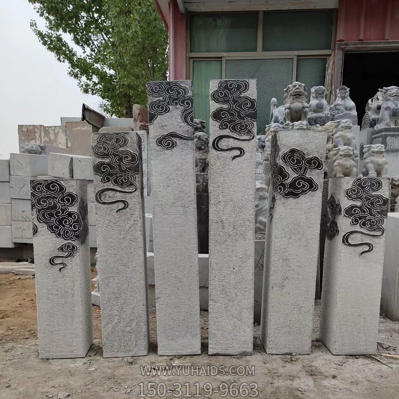 景區(qū)廣場(chǎng)花崗巖簡(jiǎn)約祥云浮雕拴馬柱雕塑