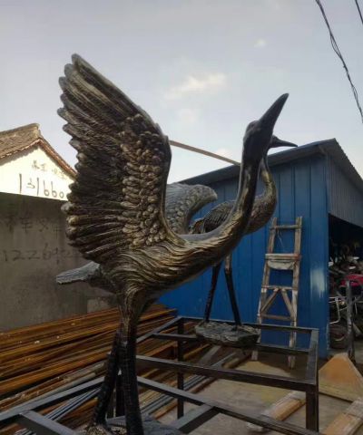 不銹鋼仿銅公園戶(hù)外大型景觀裝飾品擺件仙鶴雕塑