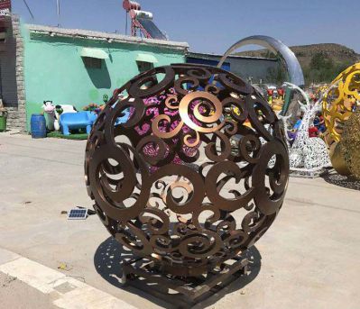 公園戶(hù)外創(chuàng)意銅鑄鏤空球雕塑
