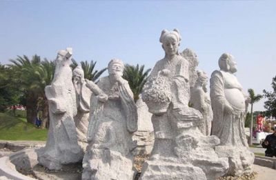 戶外神話八仙過(guò)海神像漢白玉石雕八仙雕塑