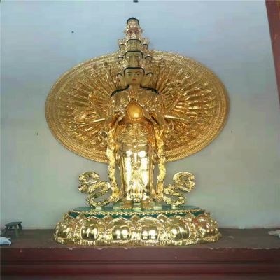 寺廟大型不銹鋼鎏金觀(guān)音雕塑