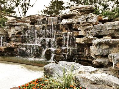 別墅園林石頭假山流水池塘景觀(guān)雕塑