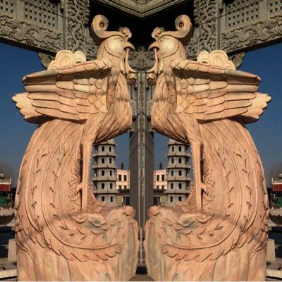別墅小區(qū)黃蠟石浮雕工藝戶(hù)外園林裝飾品擺件鳳凰雕塑