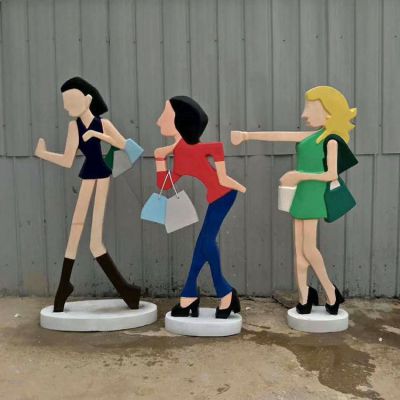 商場(chǎng)園林不銹鋼剪影抽象購(gòu)物人