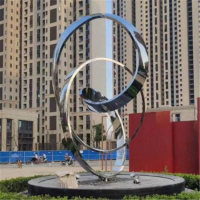 小區(qū)綠化裝飾創(chuàng)意不銹鋼圓環(huán)雕塑