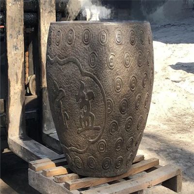 聚寶盆，仿古石雕，招財擺件