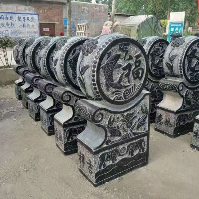 庭院驛站門(mén)口仿古青石石雕抱鼓石雕塑