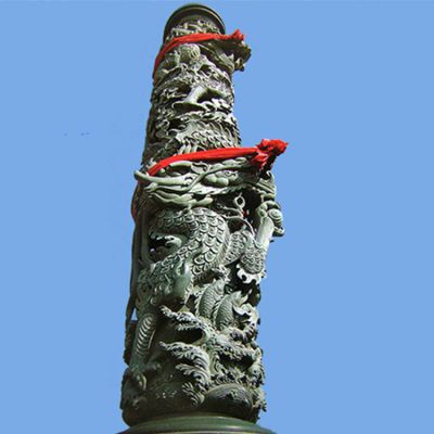 戶(hù)外廣場(chǎng)大型浮雕龍柱雕塑