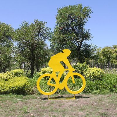 鐵藝剪影騎行人物，騎自行車