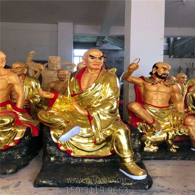 玻璃鋼彩繪創(chuàng)意景觀雕塑十八羅漢雕塑