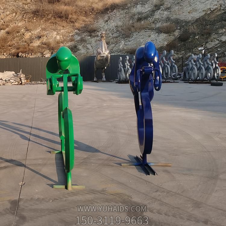 不銹鋼噴漆抽象騎行運(yùn)動員人物雕塑公園小品