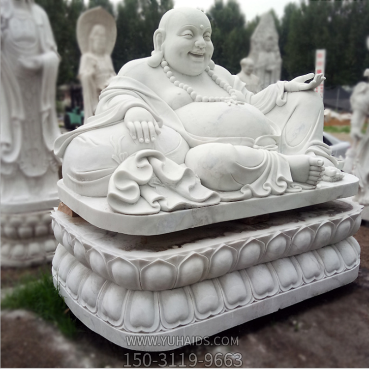 笑彌勒石雕像，漢白玉佛像石雕雕塑