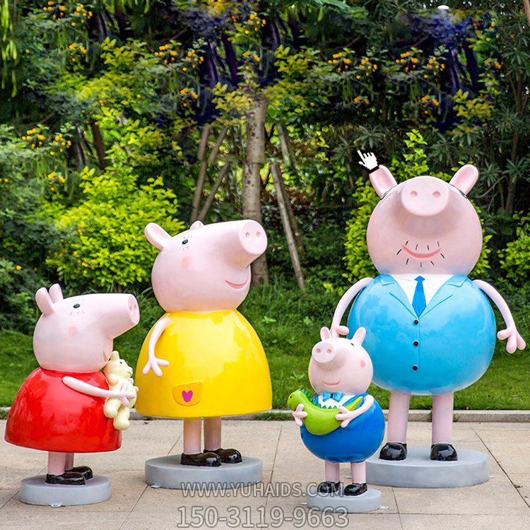玻璃鋼卡通雕塑 小豬佩奇商場(chǎng)兒童樂園人物游樂場(chǎng)樹脂擺件