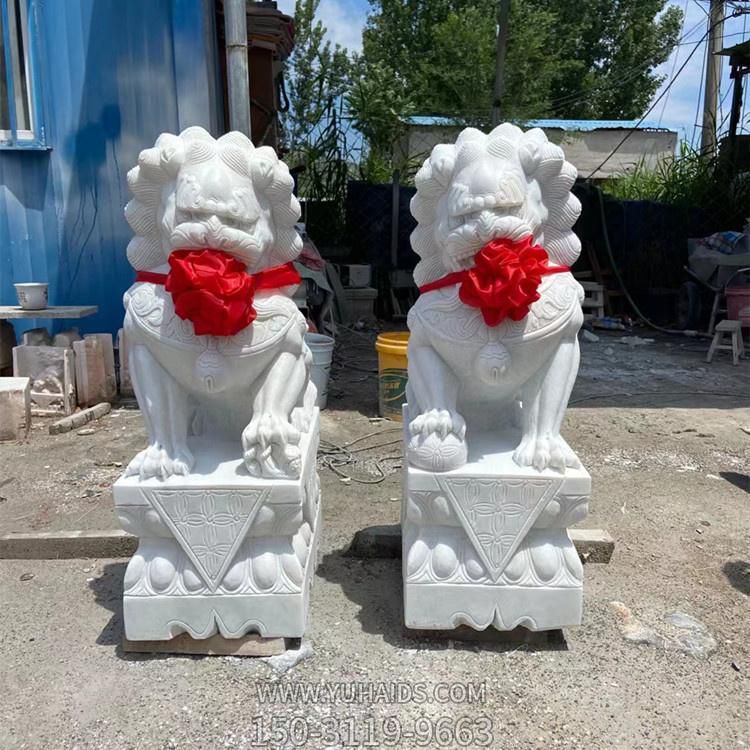 大理石漢白玉浮雕鎮(zhèn)宅招財石獅子企業(yè)門墩雕塑