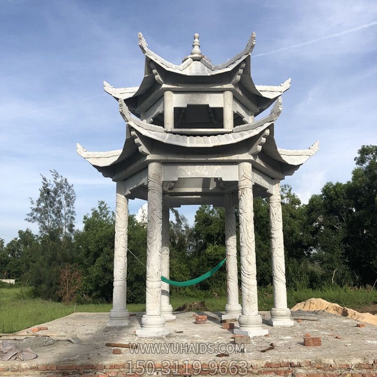 小區(qū)村莊戶(hù)外休息雙層青石涼亭雕塑