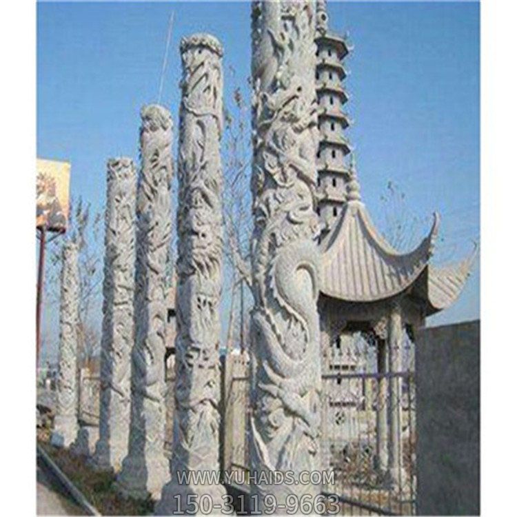 青石浮雕石龍柱 廣場(chǎng)浮雕盤(pán)龍文化柱雕塑