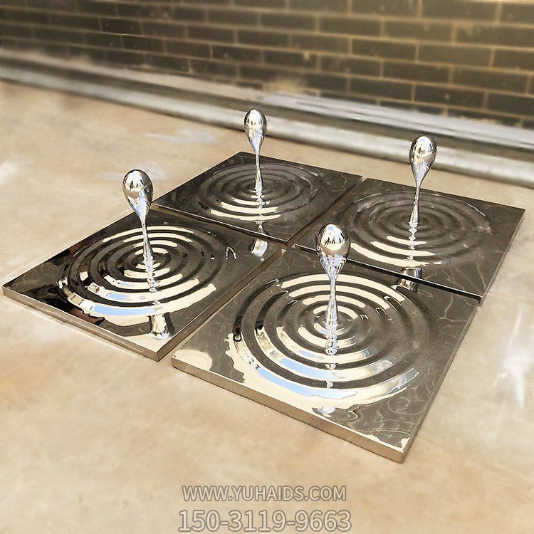 水波紋創(chuàng)意不銹鋼滴水景觀雕塑