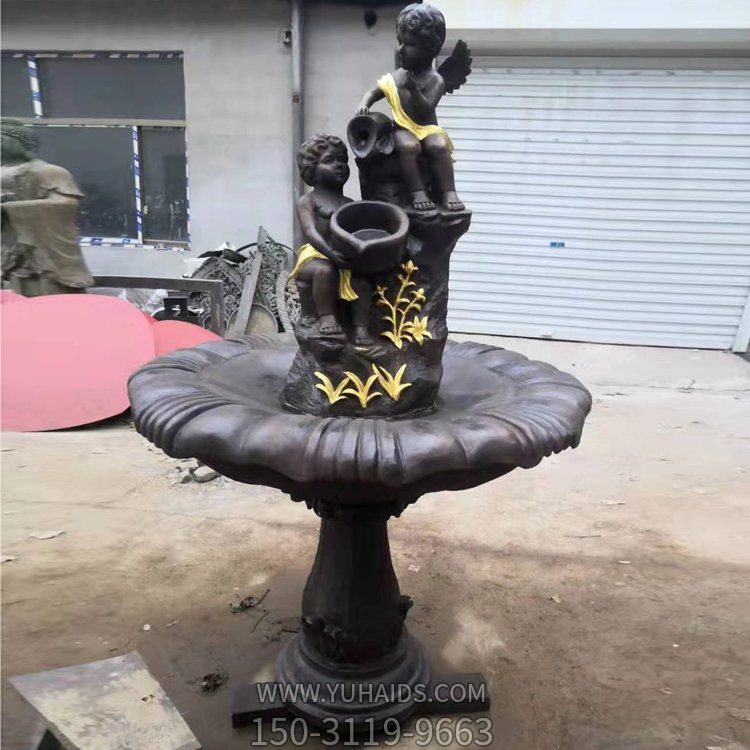 戶(hù)外銅雕西方創(chuàng)意兒童噴泉雕塑