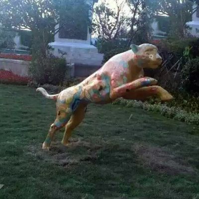 庭院彩繪鑄銅鑄造、鍛造、噴漆金錢豹雕塑