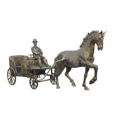 商場(chǎng)戶外街道玻璃鋼仿銅馬車(chē)雕塑