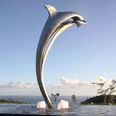 景區(qū)廣場不銹鋼鏡面海豚動(dòng)物景觀雕塑