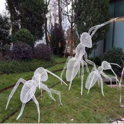 商業(yè)街 公園創(chuàng)意鏤空不銹鋼鏡面螞蟻雕塑