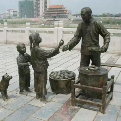 民俗小品玻璃鋼仿銅賣(mài)紅薯的人物景觀(guān)