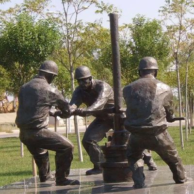 鉆井，民俗生活人物銅雕場景雕塑