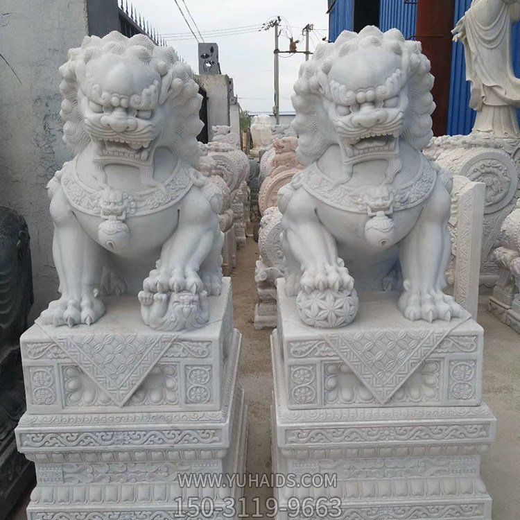 石雕園林別墅小區(qū)鎮(zhèn)宅招財(cái)大門(mén)口石獅子<a href=