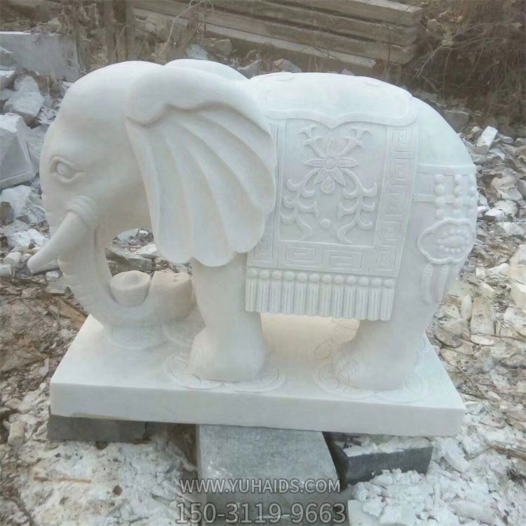 漢白玉門(mén)前擺放小象雕塑 企業(yè)公司大門(mén)雕塑