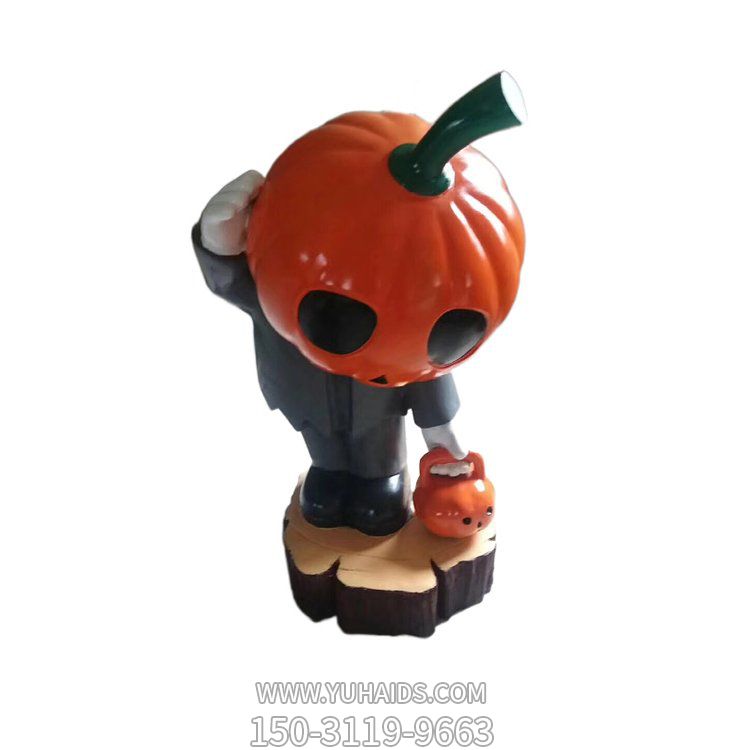 商場(chǎng)擺放萬圣節(jié)主題玻璃鋼卡通南瓜公仔小品雕塑