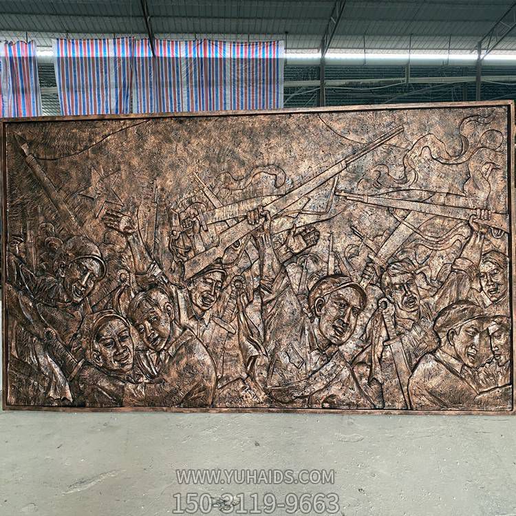廠家定制革命戰(zhàn)士影壁創(chuàng)意畫(huà)壁雕塑